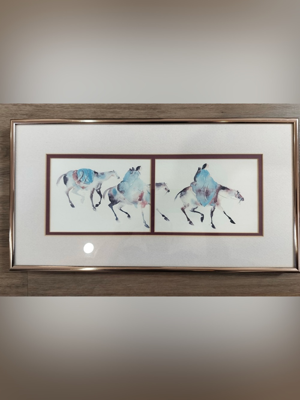 Vintage Carol Grigg Painted Ponies Framed Print Set 19x10 Southwestern Art 1980s
